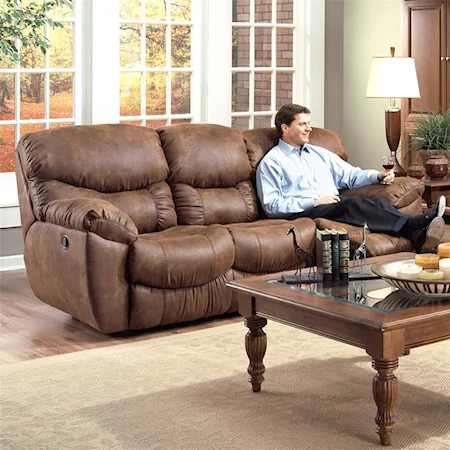 Casual Rocker Recliner Loveseat with Pillow Arms